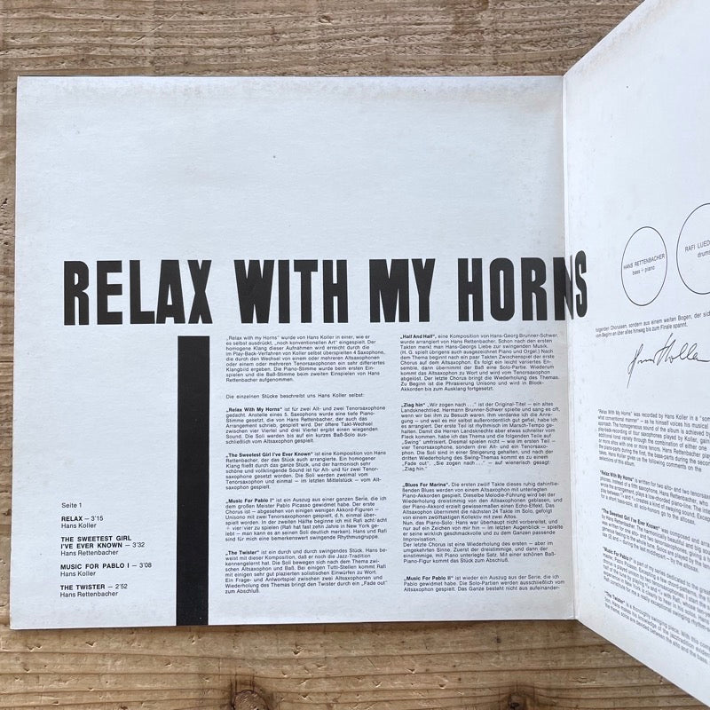 HANS KOLLER / RELAX WITH MY HORNS - German Saba original