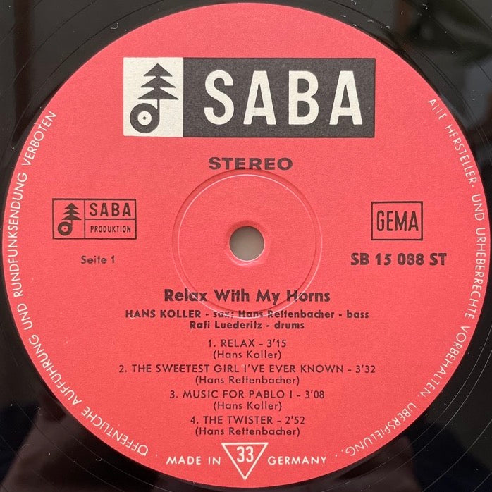 HANS KOLLER / RELAX WITH MY HORNS - German Saba original