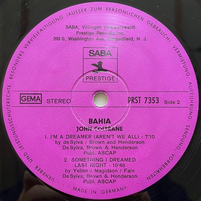 JOHN COLTRANE / BAHIA - German Saba