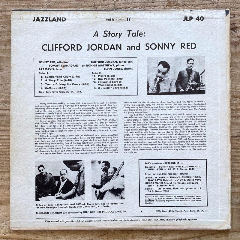 CLIFFORD JORDAN AND SONNY RED / A STORY TALE - US Jazzland mono original