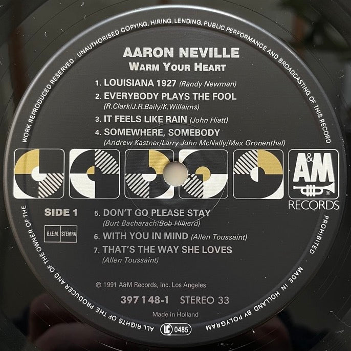 AARON NEVILLE / WARM YOUR HEART - Dutch A&M Original