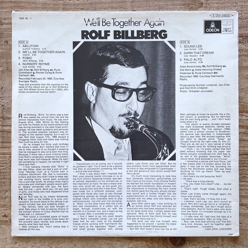 ROLF BILLBERG / WE'LL BE TOGETHER AGAIN - Swedish Odeon Original