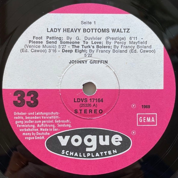 JOHNNY GRIFFIN / LADY HEAVY BOTTOM'S WALTZ - German Vogue Original