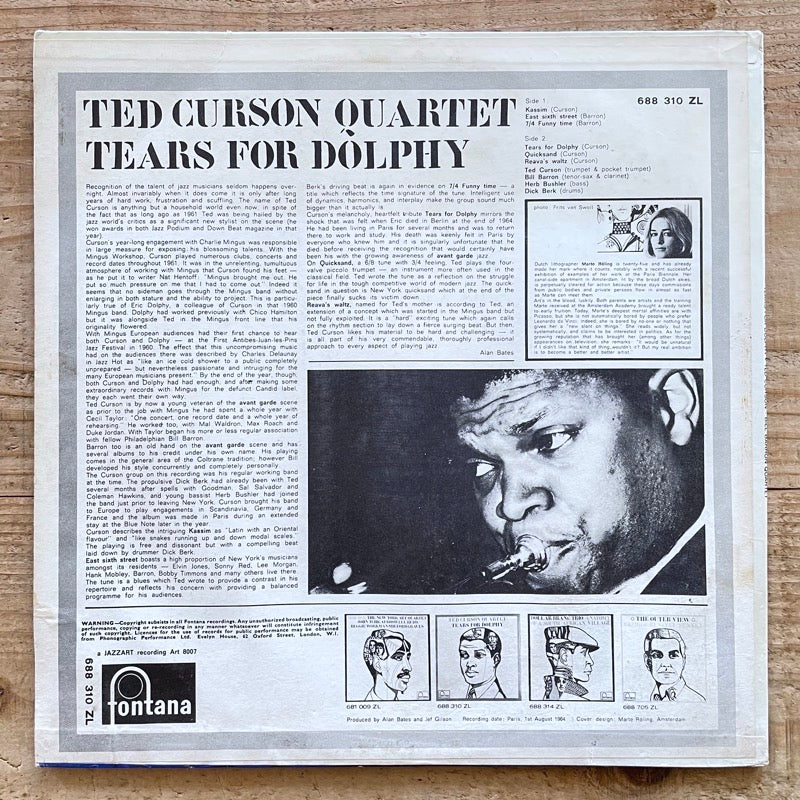 TED CURSON QUARTET / TEARS FOR DOLPHY - UK Fontana Mono