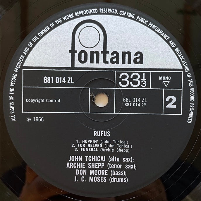 JOHN TCHICAI - ARCHIE SHEPP / RUFUS - UK Fontana Mono