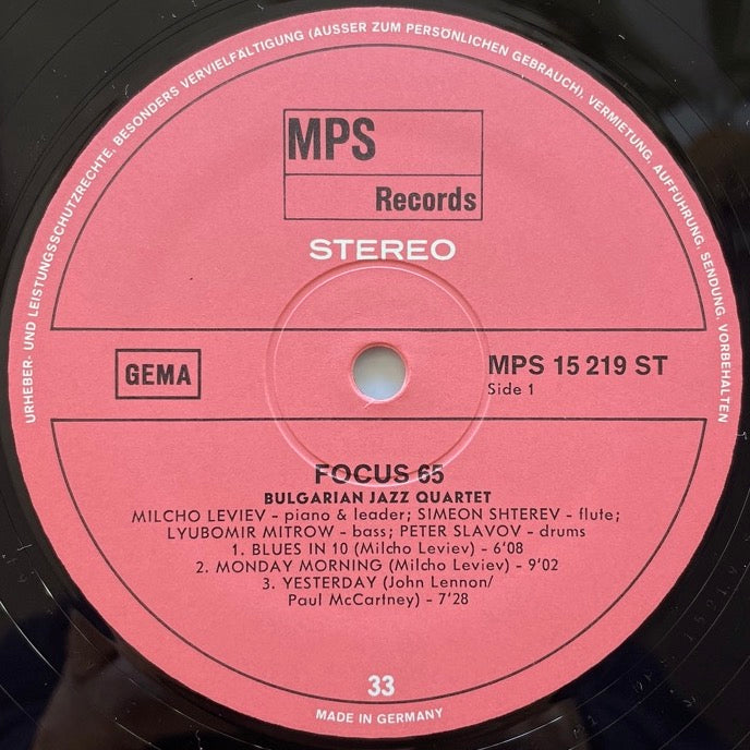 BULGARIAN JAZZ QUARTET / JAZZ FOCUS '65 - German MPS original