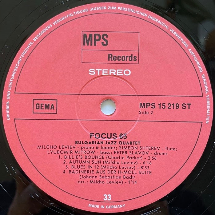 BULGARIAN JAZZ QUARTET / JAZZ FOCUS '65 - German MPS original