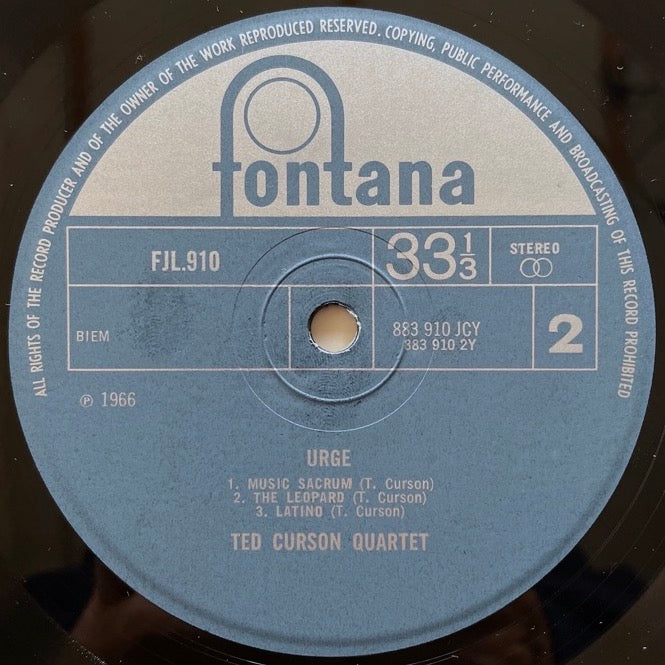 TED CURSON QUARTET / URGE - Dutch Fontana Original