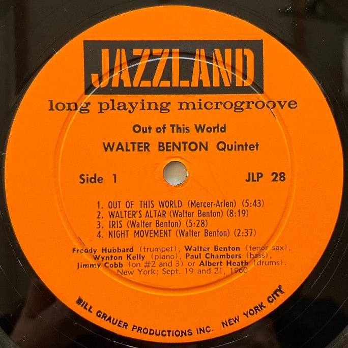 WALTER BENTON QUINTET / OUT OF THIS WORLD - US Jazzland mono original