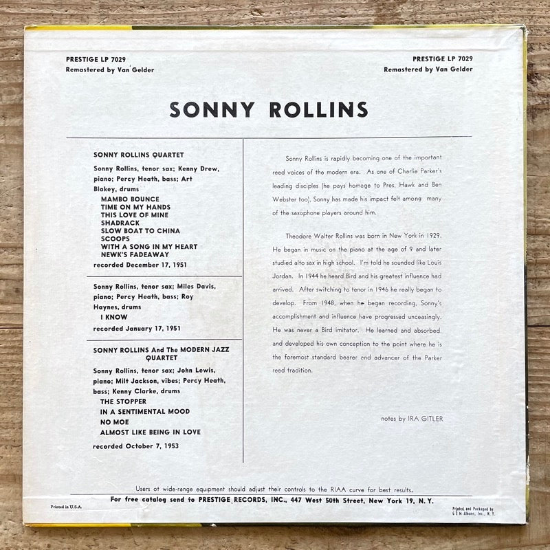 SONNY ROLLINS with THE MODERN JAZZ QUARTET - US Prestige