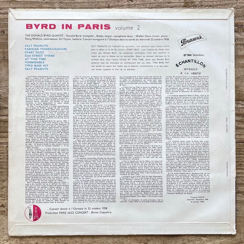 DONALD BYRD / BYRD IN PARIS - French Polydor reissue in original Brunswick sleeve