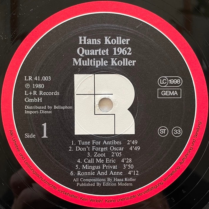 HANS KOLLER QUARTET 1962 / MULTIPLE KOLLER - German L+R Original