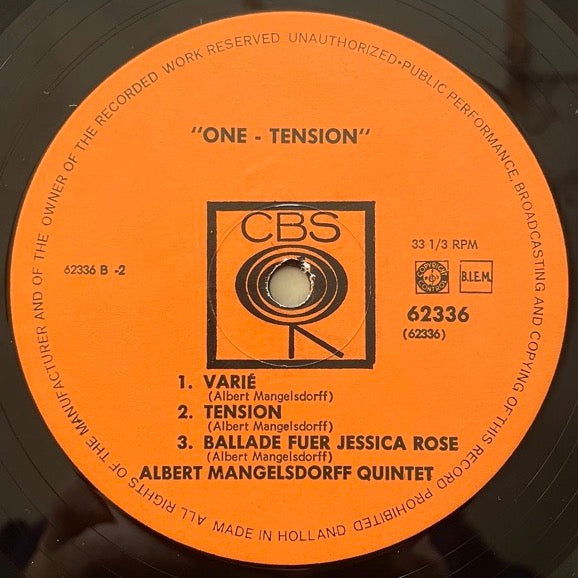 ALBERT MANGELSDORFF QUINTET / ONE - TENSION - German CBS Original