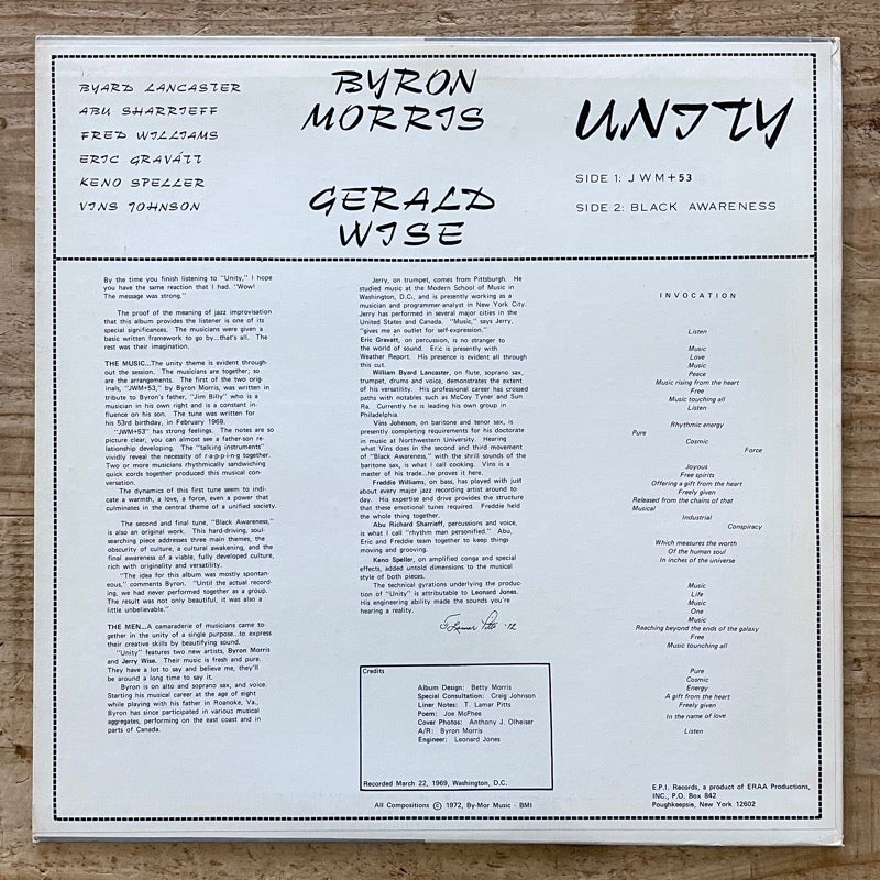 BYRON MORRIS & GERALD WISE / UNITY - US EPI original