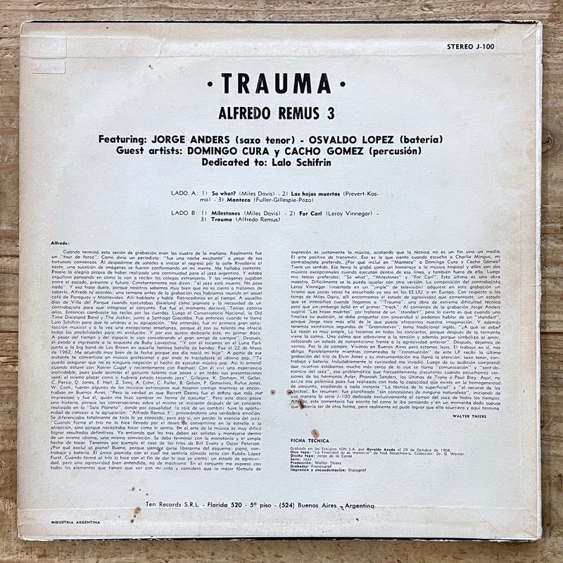 ALFREDO REMUS 3 / TRAUMA - Argentine Ten Records original