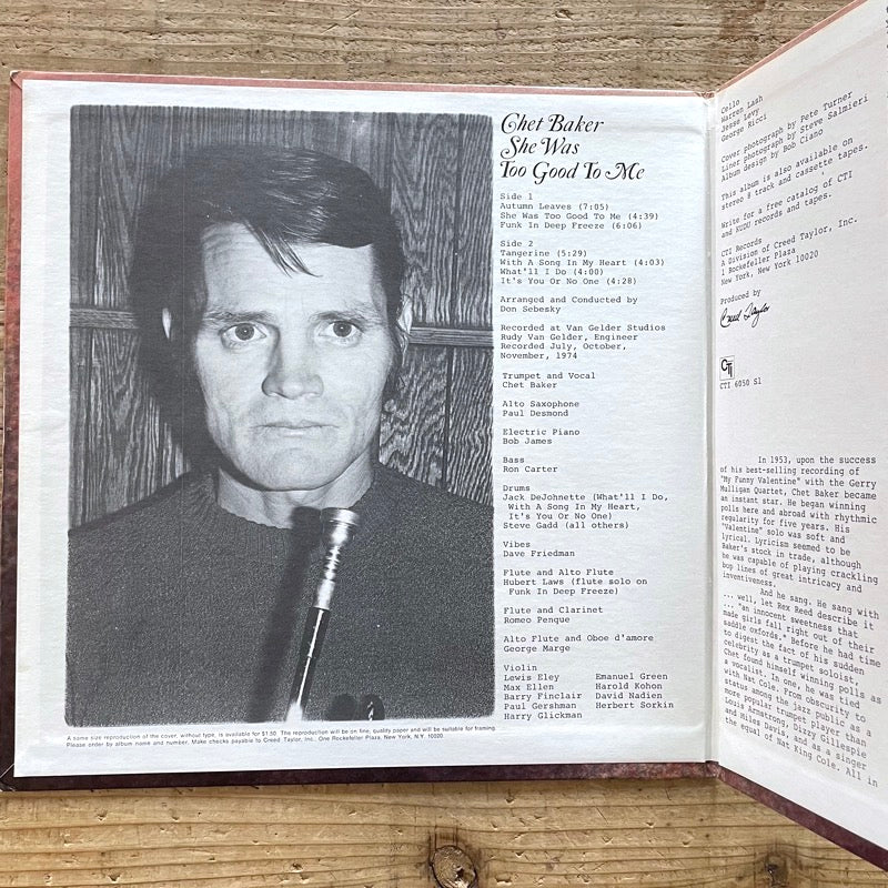 CHET BAKER / SHE WAS TOO GOOD TO ME - US CTI original