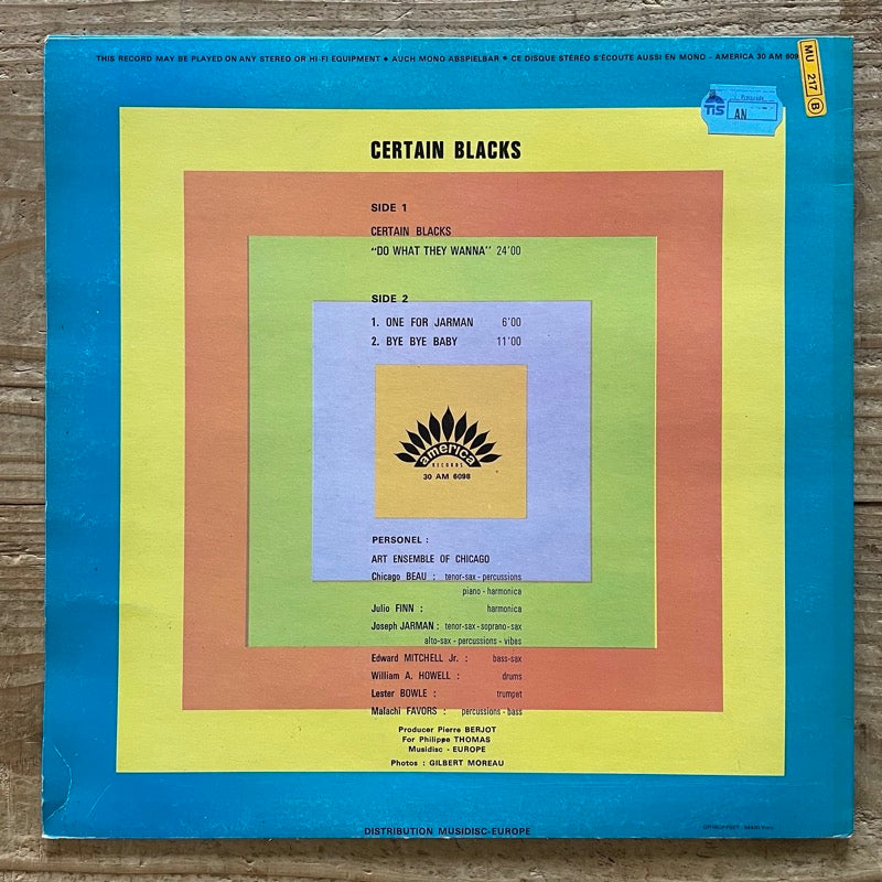 ART ENSEMBLE OF CHICAGO / CERTAIN BLACKS - French America original