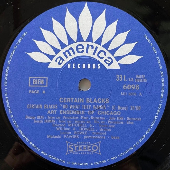 ART ENSEMBLE OF CHICAGO / CERTAIN BLACKS - French America original