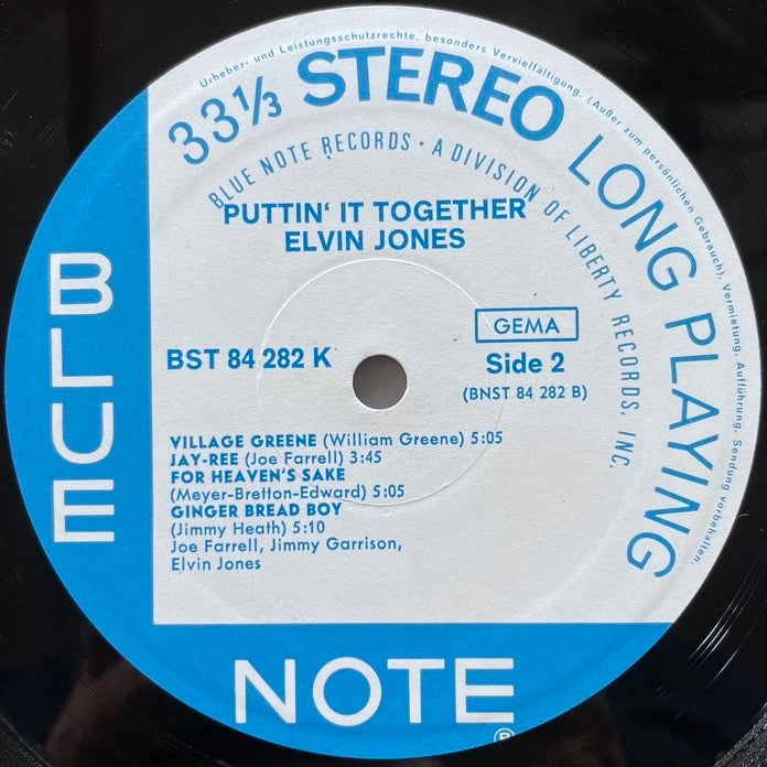 ELVIN JONES TRIO / PUTTIN' IT TOGETHER - German Blue Note VAN GELDER