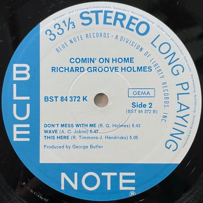 RICHARD GROOVE HOLMES feat. WELDON IRVINE / COMIN' ON HOME - German Blue Note