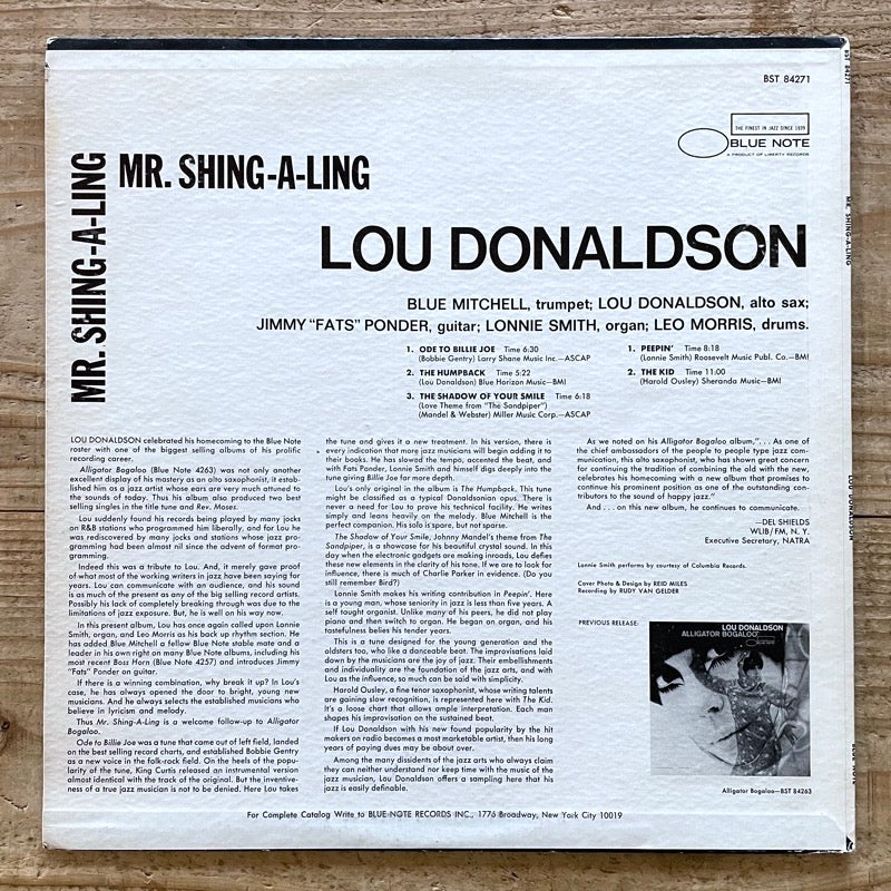 LOU DONALDSON / MR.SHING-A-LING - German Blue Note VAN GELDER
