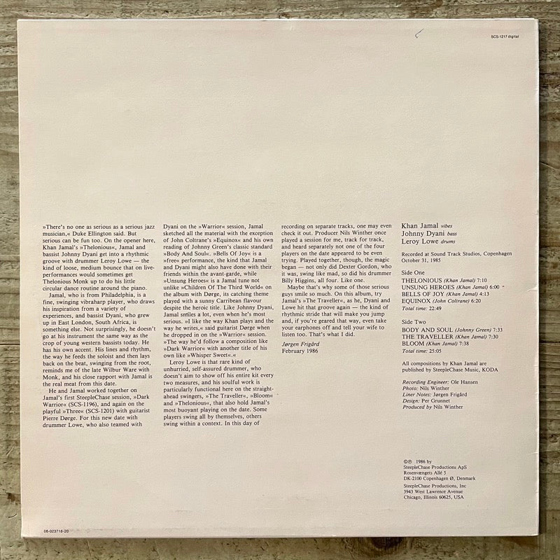 KHAN JAMAL TRIO / THE TRAVELLER - Danish SteepleChase Original