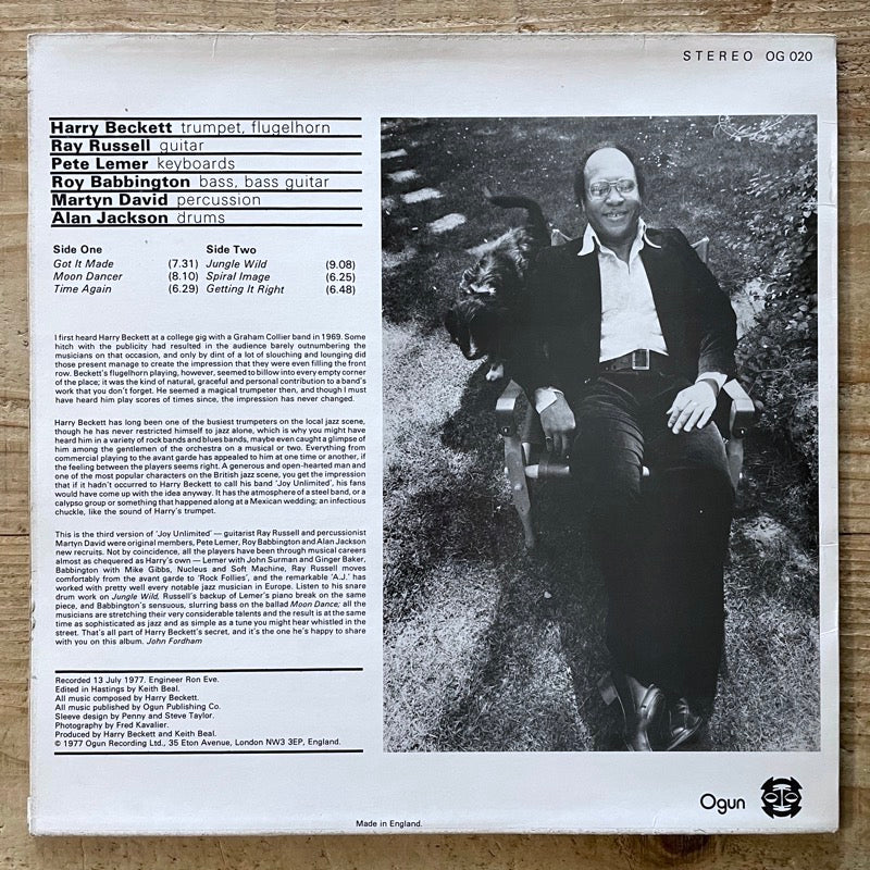 HARRY BECKETT'S JOY UNLIMITED / GOT IT MADE - UK Ogun original