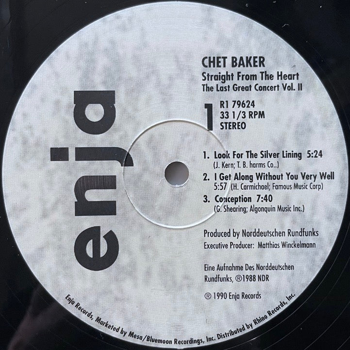 CHET BAKER / STRAIGHT FROM THE HEART - THE LAST GREAT CONCERT VOL.II - US Enja