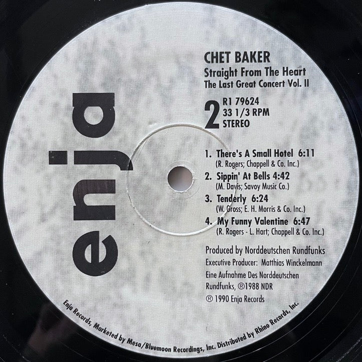 CHET BAKER / STRAIGHT FROM THE HEART - THE LAST GREAT CONCERT VOL.II - US Enja