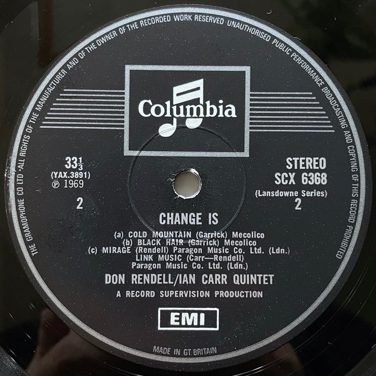 DON RENDELL/IAN CARR QUINTET / CHANGE IS - UK Columbia original