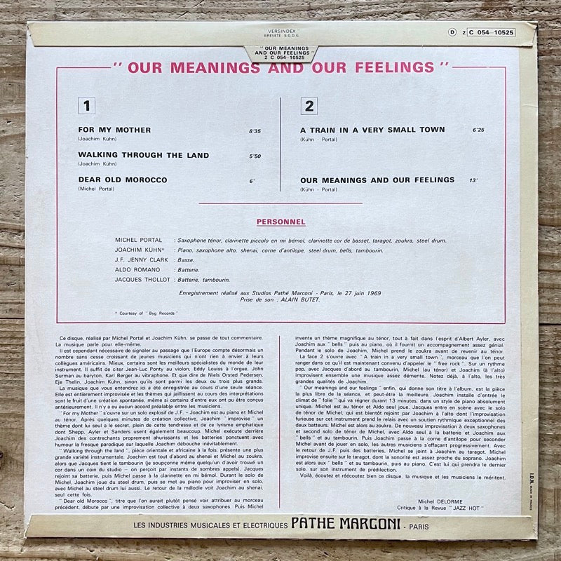MICHEL PORTAL / OUR MEANINGS AND OUR FEELINGS - French Pathe original