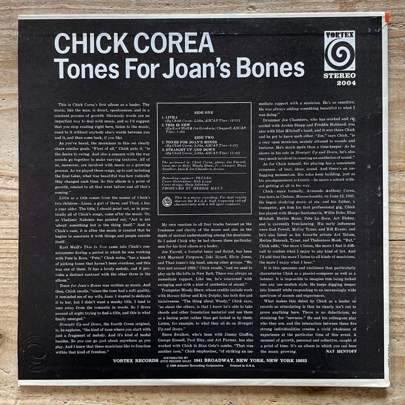 CHICK COREA / TONES FOR JOAN'S BONES - US Vortex original