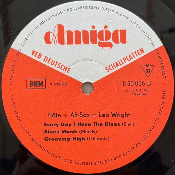 LEO WRIGHT / FLOTE + ALT-SAX = LEO WRIGHT - German Amiga Original