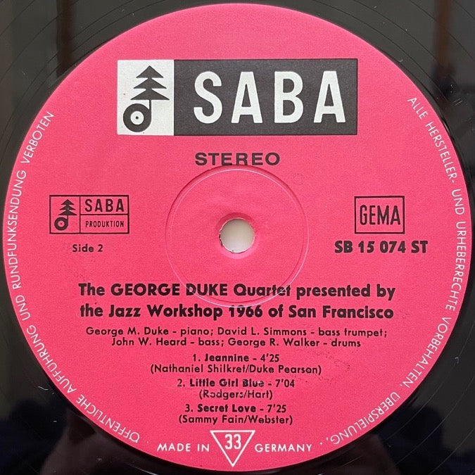 GEORGE DUKE QUARTET / THE JAZZ WORKSHOP 1966 - German Saba Original