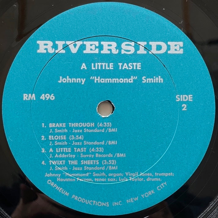 JOHNNY HAMMOND SMITH / A LITTLE TASTE - US Riverside Original