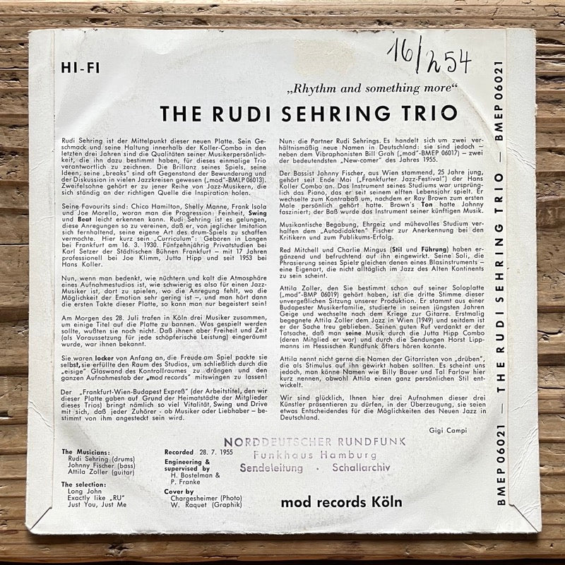 RUDI SEHRING TRIO / RHYTHM AND SOMETHING MORE (EP) - German Mod Original