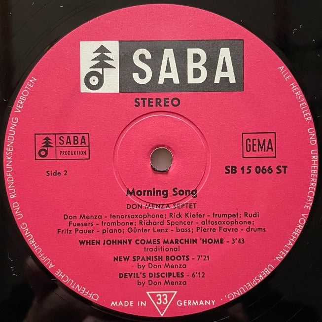 DON MENZA / MORNING SONG - German Saba Original
