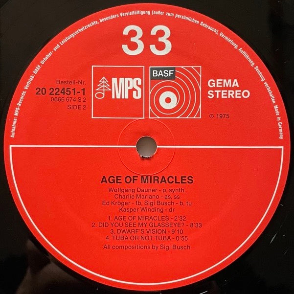 SIGI BUSCH / AGE OF MIRACLES - German MPS/BASF Original