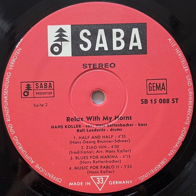 HANS KOLLER / RELAX WITH MY HORNS - German Saba original