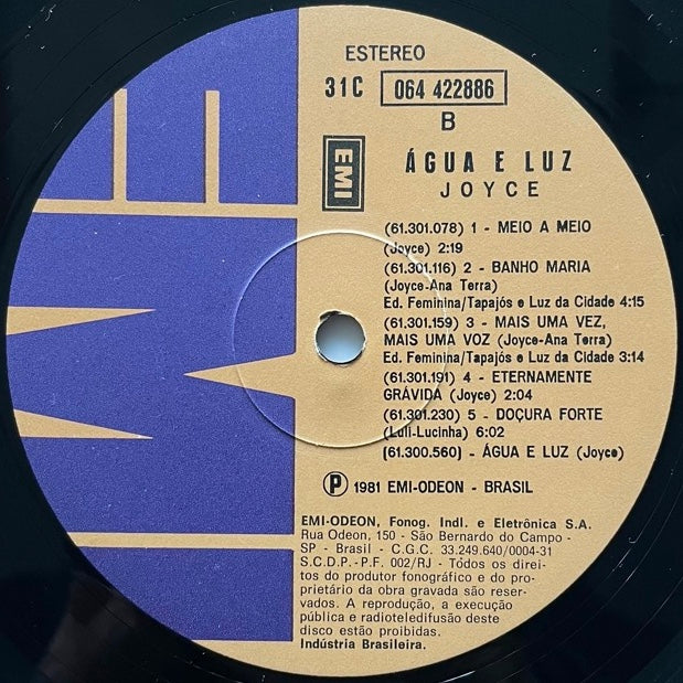 JOYCE / AGUA E LUZ - Brazil EMI Original