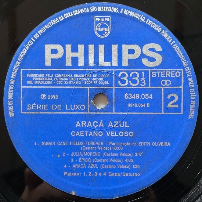 CAETANO VELOSO / ARACA AZUL - Brazil Philips Original