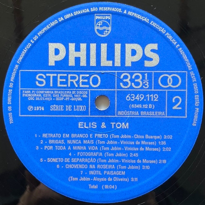 ELIS REGINA & TOM JOBIM / ELIS & TOM - Brazil Philips Original