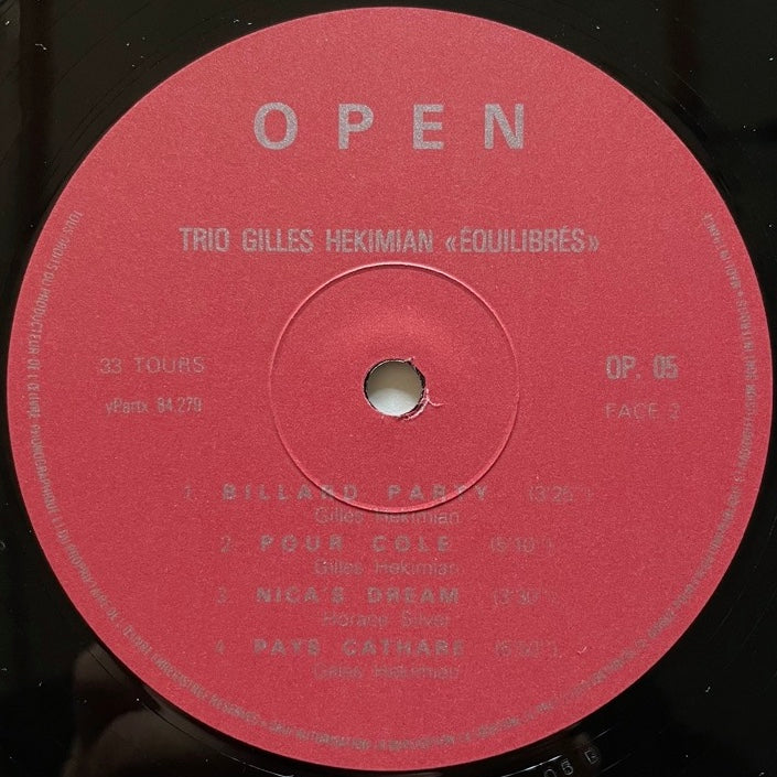 GILLES HEKIMIAN TRIO / EQUILIBRES - French Open Original