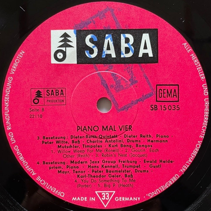 V.A. / PIANO X 4 - German Saba Mono original