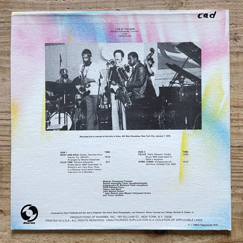 ROLAND ALEXANDER QUINTET plus KALAPARUSHA / LIVE AT THE AXIS - US Kharma Original