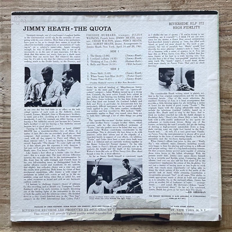 JIMMY HEATH / THE QUOTA - US Riverside Original