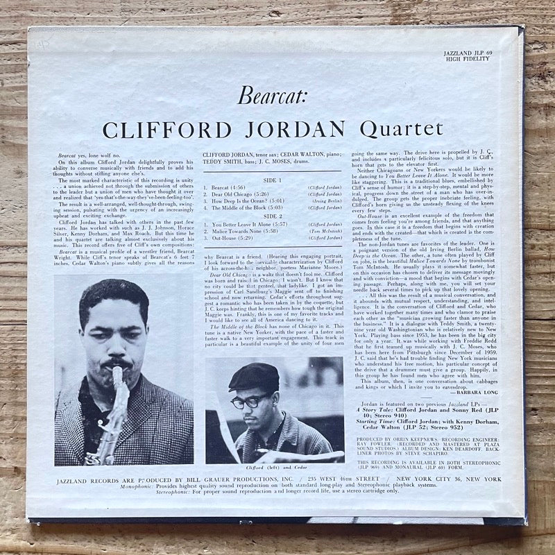 CLIFFORD JORDAN QUARTET / BEARCAT - US Jazzland Original