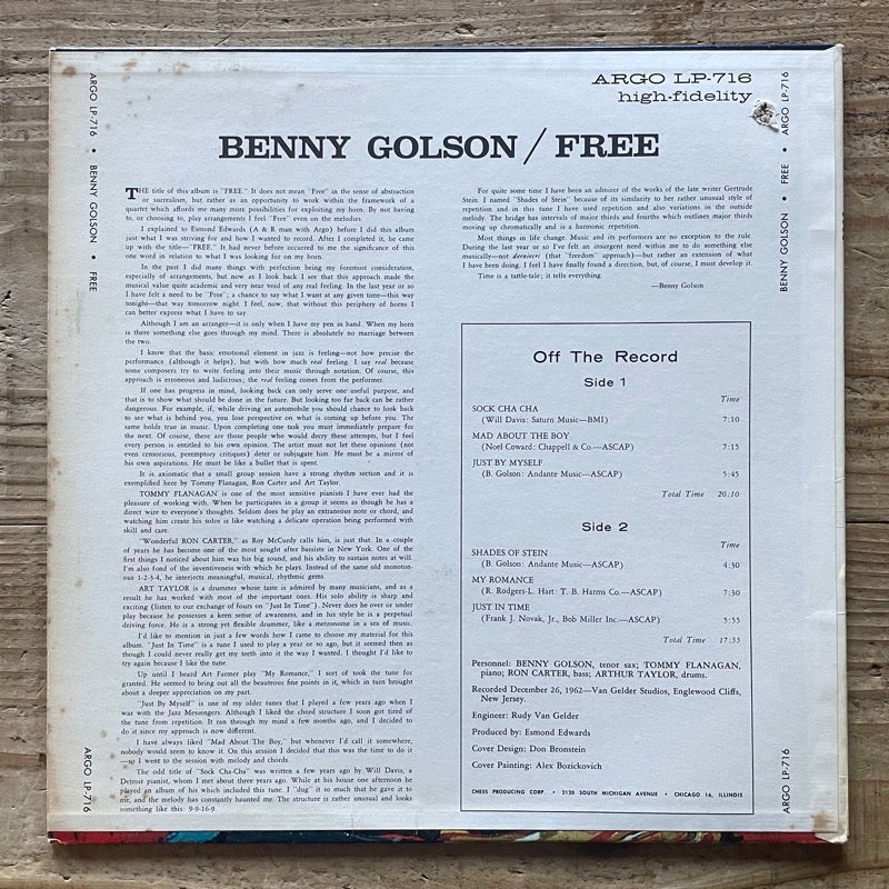 BENNY GOLSON QUARTET / FREE - US Argo