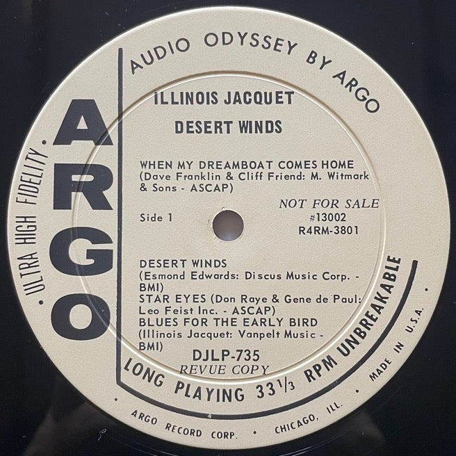ILLINOIS JACQUET with KENNY BURRELL / DESERT WINDS - US Argo Promo Original