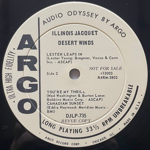 ILLINOIS JACQUET with KENNY BURRELL / DESERT WINDS - US Argo Promo Original